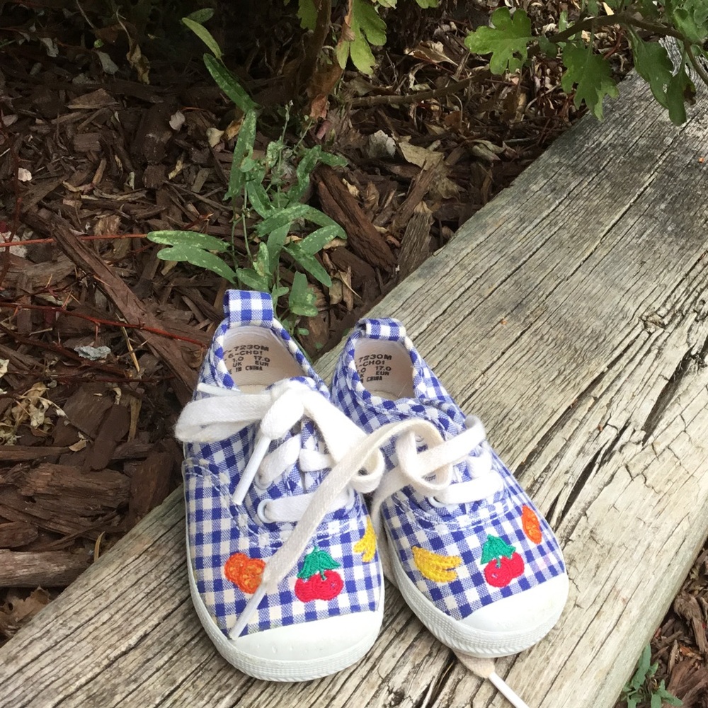Keds Size 2 Infant Blue Gingham with Fruit
